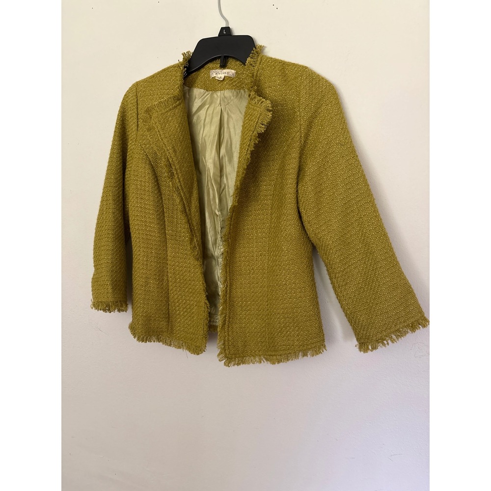 Alythea Tweed Jacket Womens Small Yellow Excellent Fringed Metallic AT1202